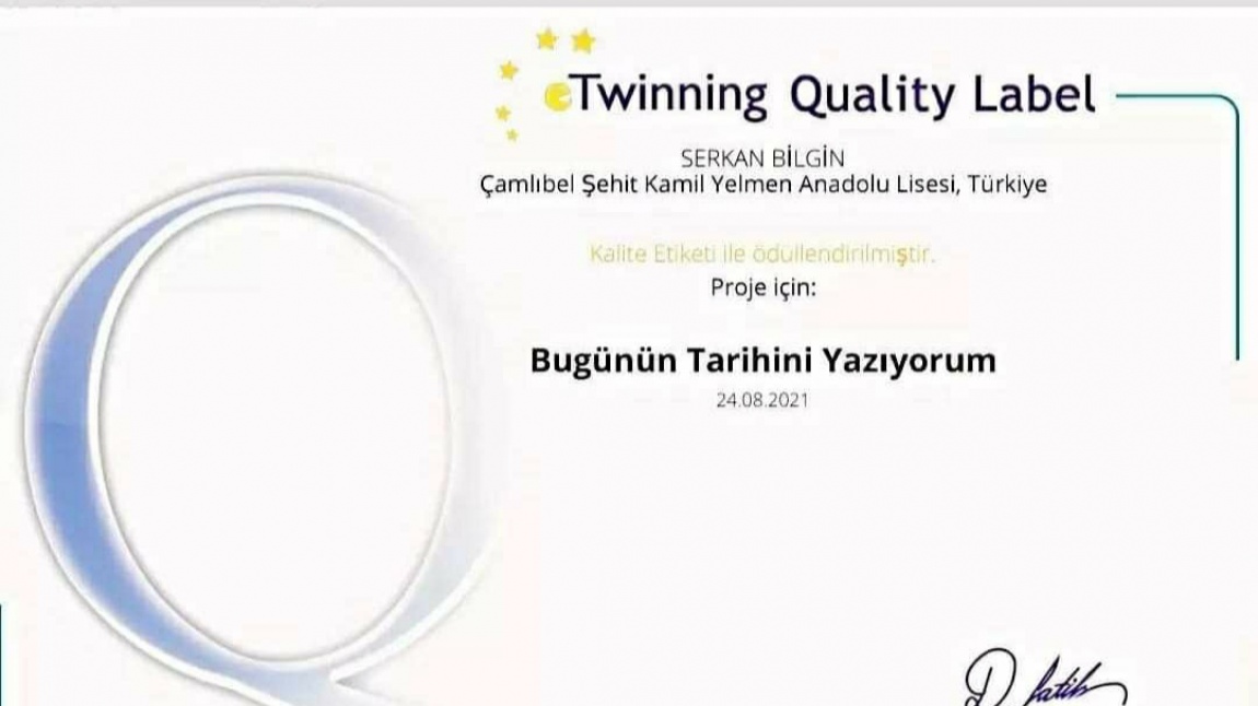 Okulumuz e-twinning Kalite Etiketi almaya hak kazanmıştır.